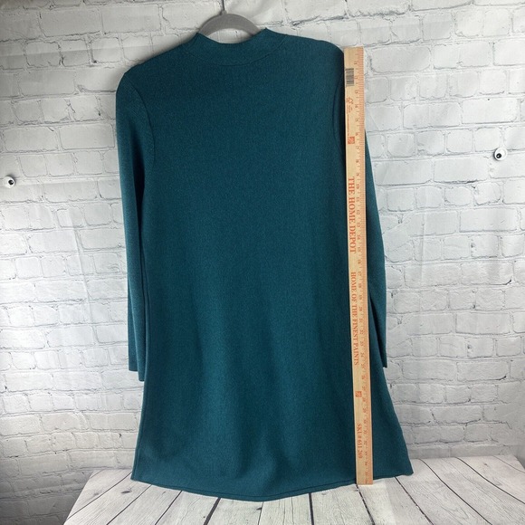 J. Jill‎ Soft Knit Sweater Dress Teal Green Knit Mock Neck Pullover Size Medium - Picture 6 of 10